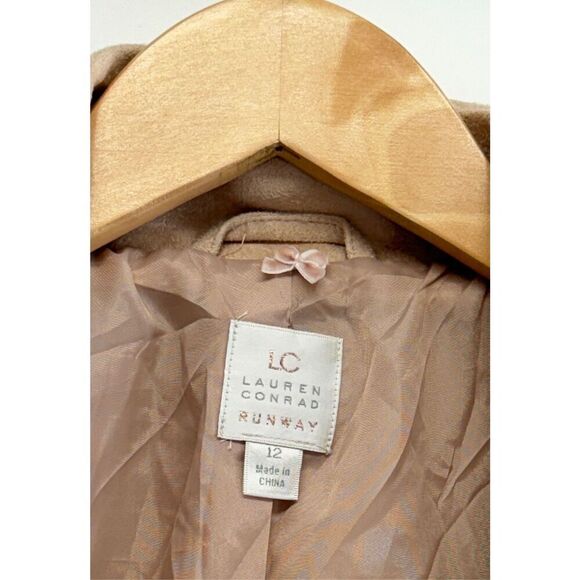 Lauren Conrad Moto‎ Jacket Faux Suede Tan Long Sleeve Size 12 - Picture 5 of 6